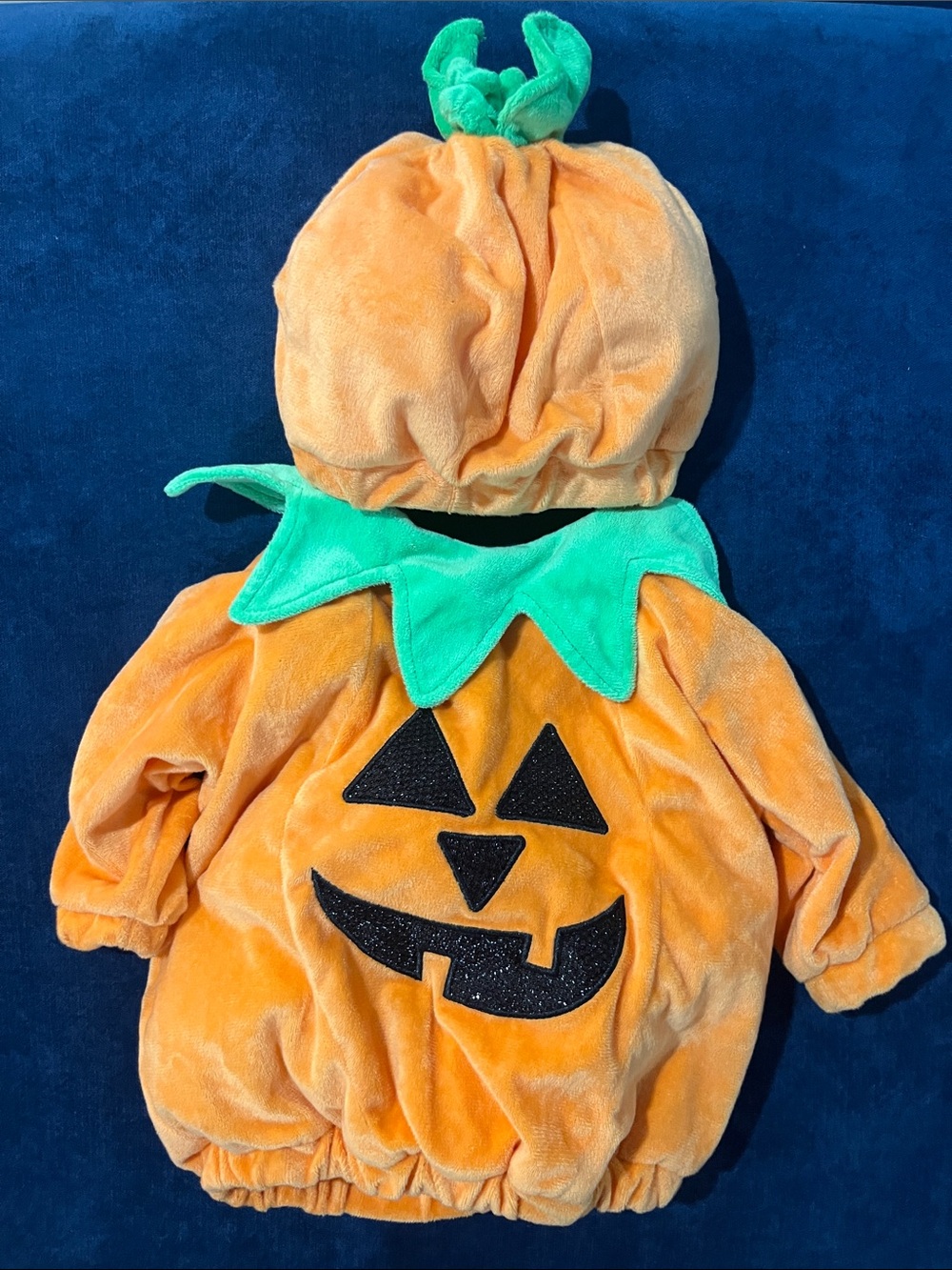 Target Orange Pumpkin Costume with Green Leaf Collar and Hat